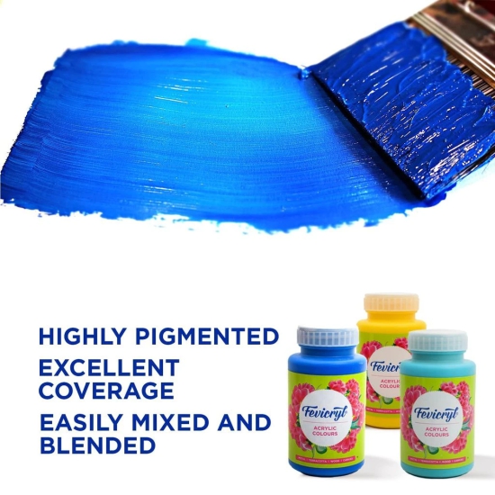 Fevicryl Acrylic Colour, Art  &Craft Paint, DIY Paint, Rich Pigment, NonCraking Paint for Canvas, Wood, Leather, Earthenware, Metal Ideal for Artists Prussian Blue, 500ml