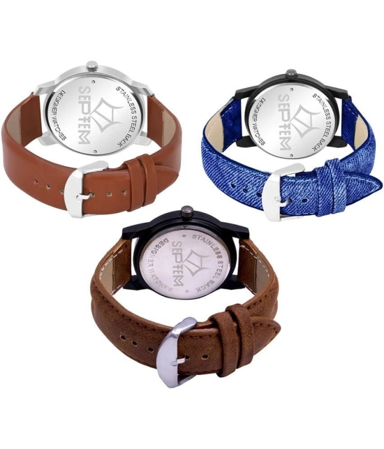 Septem Multicolor Leather Analog Mens Watch