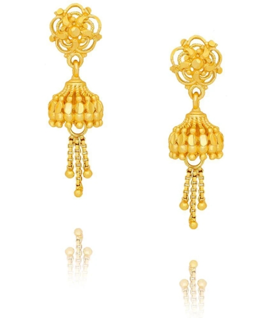 LUV FASHION Golden Jhumki Earrings ( Pack of 1 ) - Golden