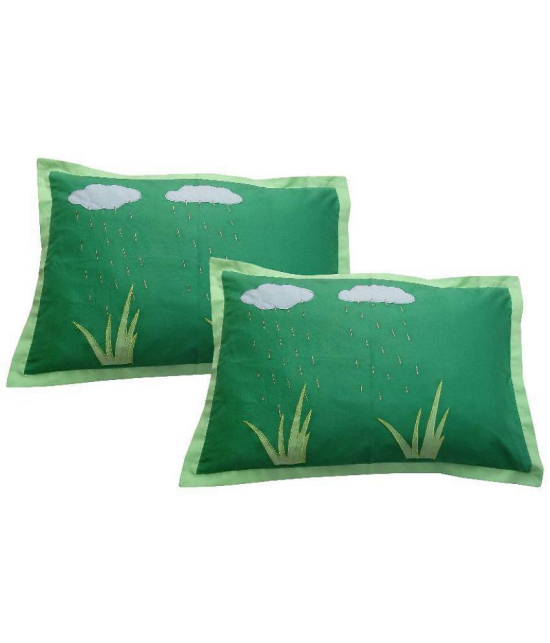 Hugs'n'Rugs - Regular Green Cotton Pillow Covers 60*40 ( Pack of 2 ) - Green