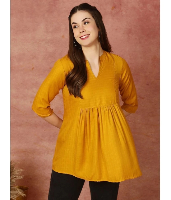 Antaran Rayon Solid Straight Womens Kurti - Yellow ( Pack of 1 ) - None