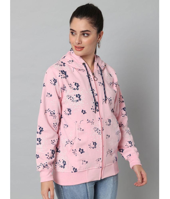 eWools.in Cotton Blend Women''s Hooded Sweatshirt ( Pink ) - None