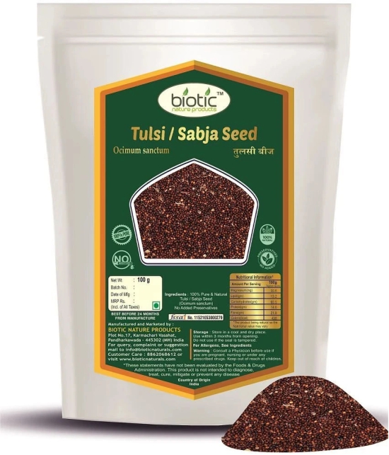 Biotic Tulsi Seeds - Basil Seed - Sabja Seed - Tulsi Beej - Tukmariya 100 gm