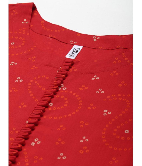 Kbz - Red Cotton Blend Women's Flared Kurti ( Pack of 1 ) - None