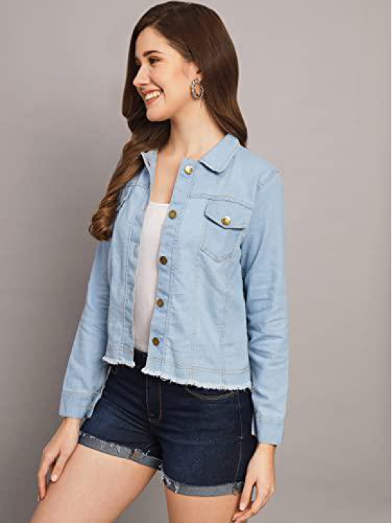 FUNDAY FASHION Women's Full Sleeve Solid Denim Jacket