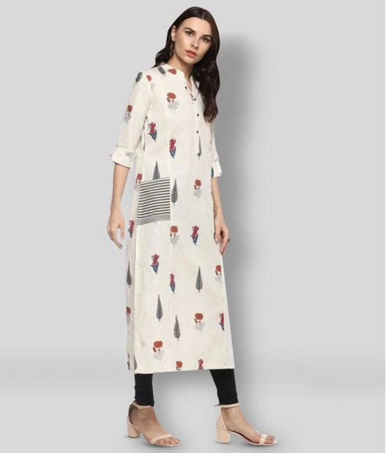 Divena - Off White Silk Blend Womens Straight Kurti - M