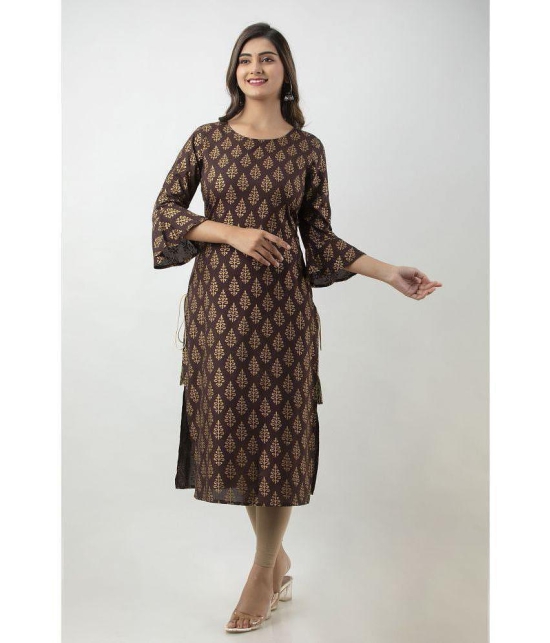 MAUKA - Brown Rayon Women's Straight Kurti ( Pack of 1 ) - None