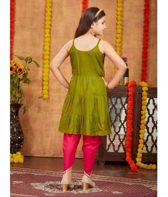 Aarika Olive Rayon Girls Top & Dhoti Set ( Pack of 1 ) - None