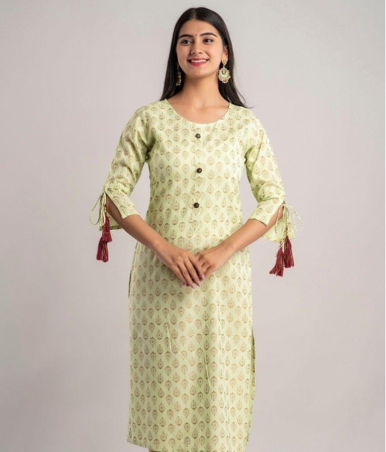 MAUKA - Green Rayon Women's Straight Kurti ( Pack of 1 ) - None