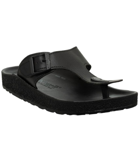 Aerowalk Black Men's Leather Slipper - None