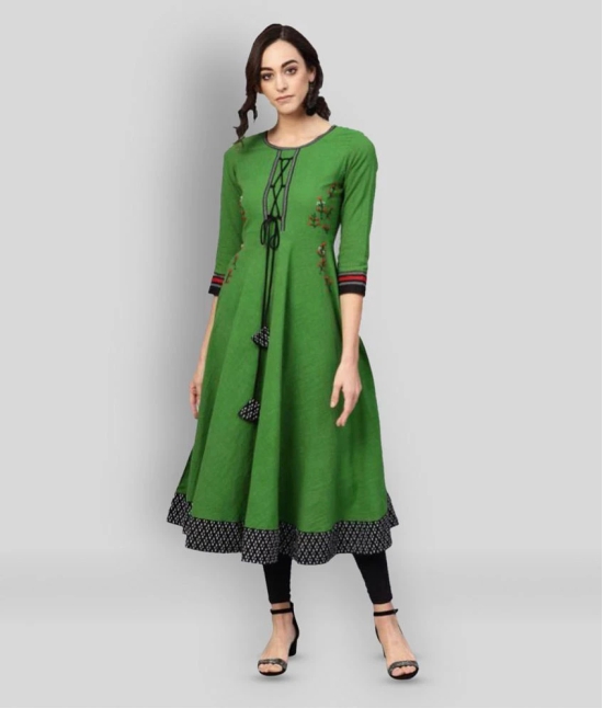 Yash Gallery - Green Cotton Womens Flared Kurti ( Pack of 1 ) - 5XL