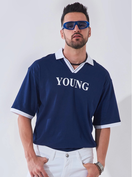 Young Navy Oversized Polo T-shirt-L / Navy