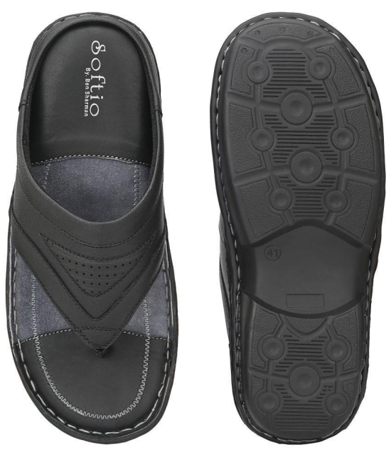 softio - Black Men's Leather Slipper - None