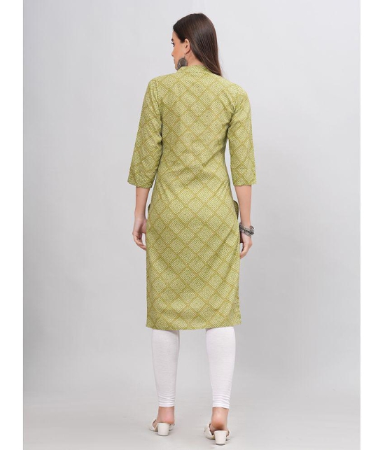 HIGHLIGHT FASHION EXPORT Cotton Printed Straight Womens Kurti - Green ( Pack of 1 ) - None