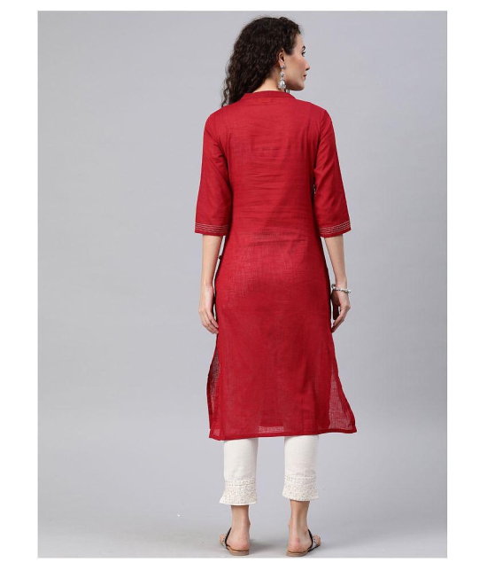 Alena Maroon Cotton Straight Kurti - M