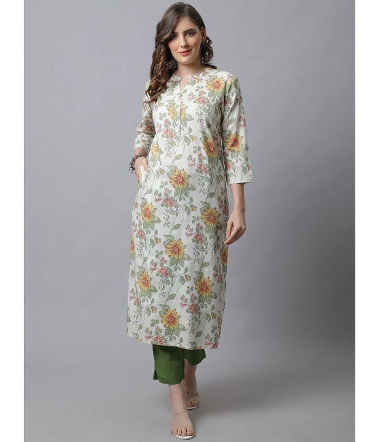 Pistaa Viscose Printed Straight Womens Kurti - Green ( Pack of 1 ) - None