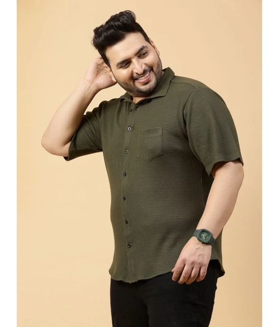 Rigo Cotton Blend Slim Fit Self Design Half Sleeves Mens Casual Shirt - Olive ( Pack of 1 ) - None