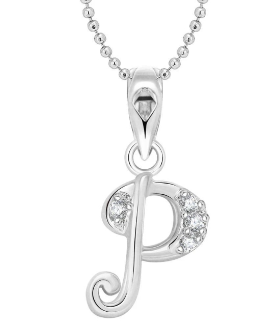 Vighnaharta P Alphabet Rhodium Plated Pendant - [VFJ1124PR]