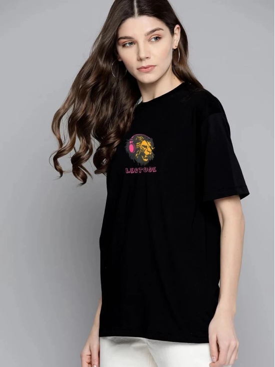 Leotude Black Cotton Blend Womens T-Shirt ( Pack of 1 ) - None