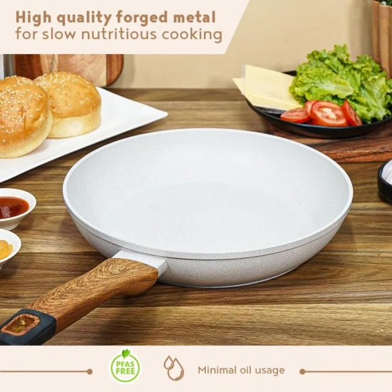 Bergner Naturally Marble Non Stick Frypan | Gas & Induction Compatible | Cream 20 cm