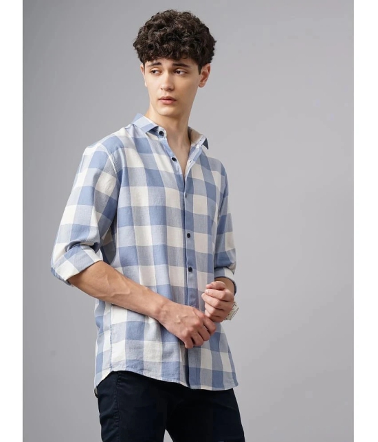 Paul Street 100% Cotton Regular Fit Checks Full Sleeves Mens Casual Shirt - Blue ( Pack of 1 ) - None