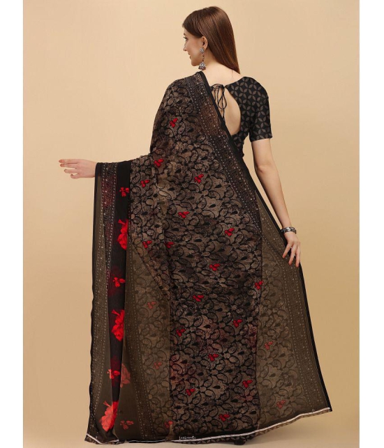 LEELAVATI - Black Georgette Saree With Blouse Piece ( Pack of 2 ) - Black