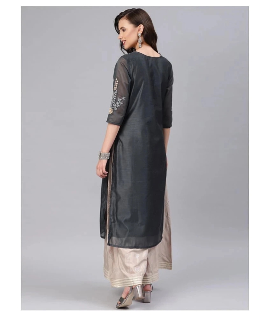 Alena Grey Chanderi Straight Kurti - S