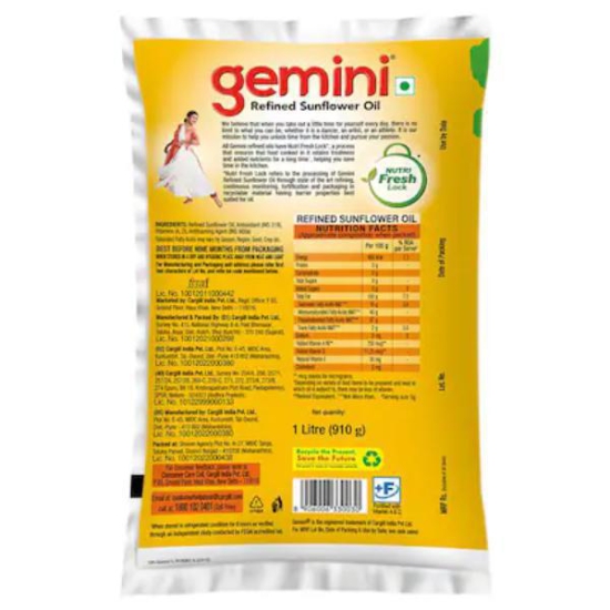 Gemini Refined sunflower oil 1 Ltr