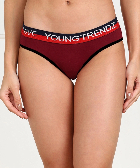 Young Trendz  Women Love Elastic  Hipster Maroon  colour Panty - Organic Cotton-L / Maroon