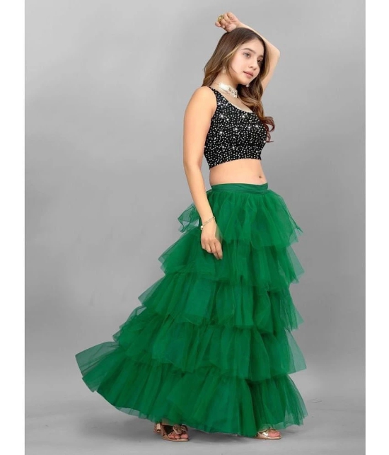 Apnisha - Green Net Girls Lehenga Choli Set ( Pack of 1 ) - None