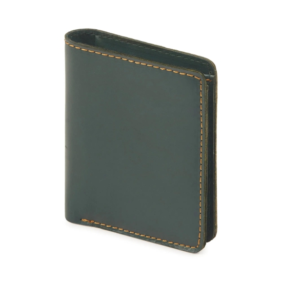 Unisex Genuine Leather Bio-Fold RFID Protected Wallet - Green-Leather / Green