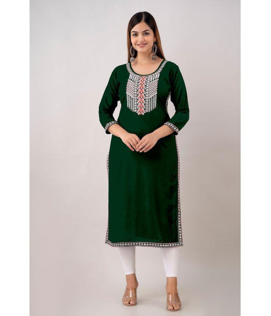 Kapadia - Green Rayon Womens Straight Kurti ( Pack of 1 ) - None