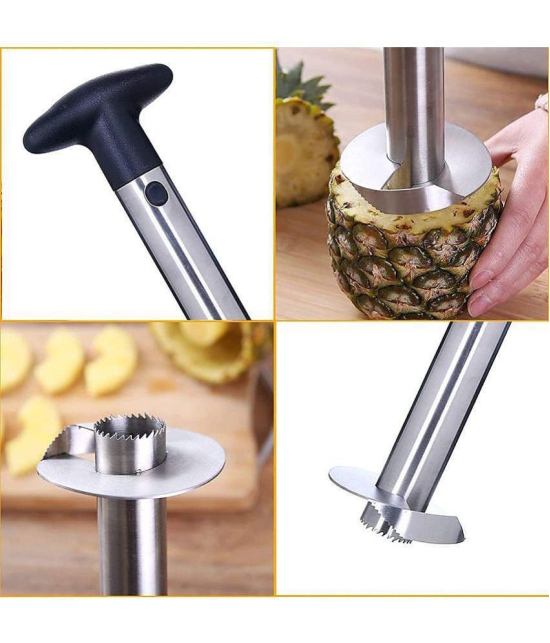 Combo of Pineapple Slicer and silicone oil brush Multicolor Pinapple Corer 1 Pc - Multicolor