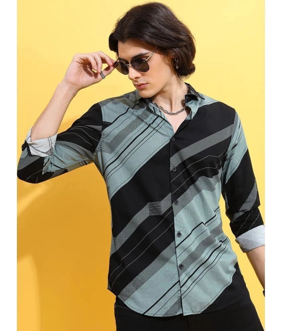 Ketch 100% Cotton Regular Fit Striped Full Sleeves Mens Casual Shirt - Green ( Pack of 1 ) - None