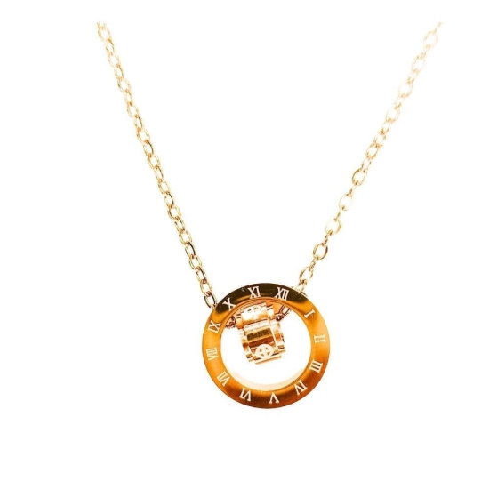 Jewelryklub Anti Tarnish Rose Gold Pendant Necklace Chain With Engraved Roman Numerals Pendant For Girls & Women