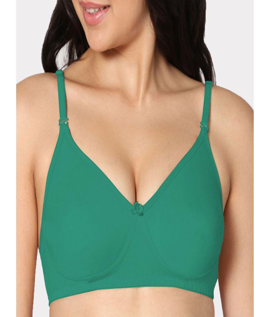 IN CARE LINGERIE - Green Cotton Lightly Padded Women's T-Shirt Bra ( Pack of 1 ) - None