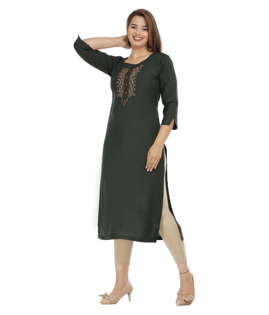 HIGHLIGHT FASHION EXPORT - Green Rayon Womens Straight Kurti ( Pack of 1 ) - XXL