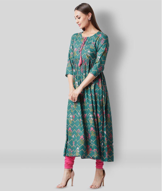 Tissu - Green Rayon Womens Anarkali Kurti ( Pack of 1 ) - XXL