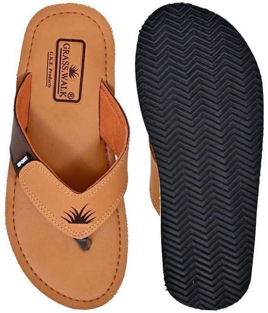 GRASS WALK - Tan Men's Thong Flip Flop - None