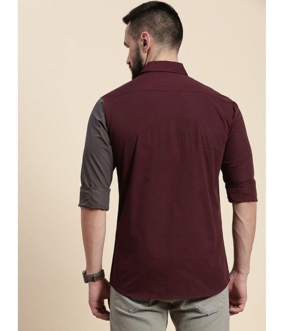 Dillinger 100% Cotton Regular Fit Colorblock Full Sleeves Mens Casual Shirt - Wine ( Pack of 1 ) - None