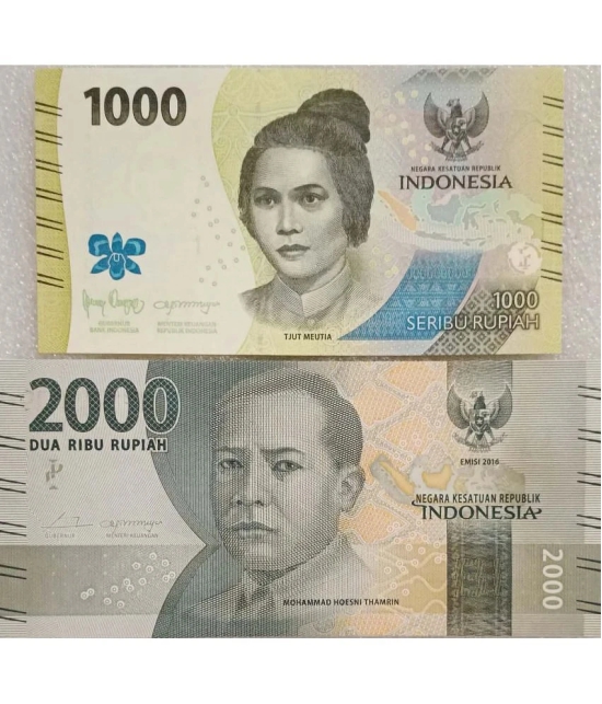 Indonesia 1000 & 2000 Rupiah Set of 2 Gem UNC