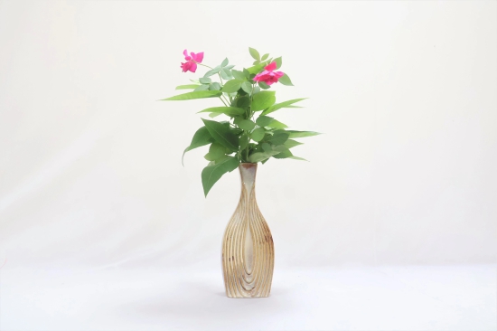 Khurja Pottery Flower Vase Pan Shape Cream Colour 10 Inches