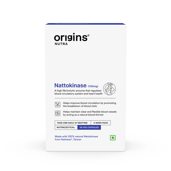 Origins Nutra Nattokinase | Promote Heart Health, Natural Blood Thinner, Control High Blood Pressure | Nattokinase |GMP Certified | For Men & Women | 28 Capsules Pack of 2