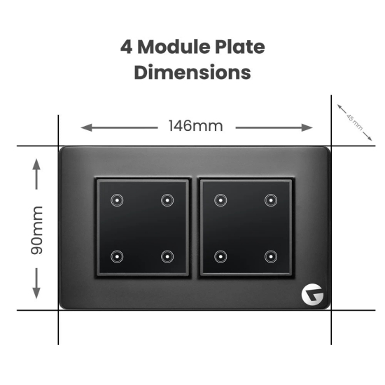 L&G 4M Touch Switch Board, Smart Touch Switch Panel | German Technology with Indian Standards-Grey / Plastic