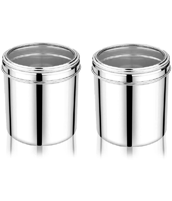 Dynore 1500 ML Canisters Steel Silver Utility Container ( Set of 2 ) - Silver