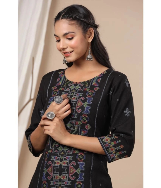 Juniper - Black Rayon Womens Straight Kurti ( Pack of 1 ) - None