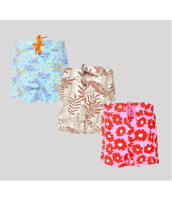 Sathiyas Baby Girl Multicolor Printed Shorts - Pack of 3 - None