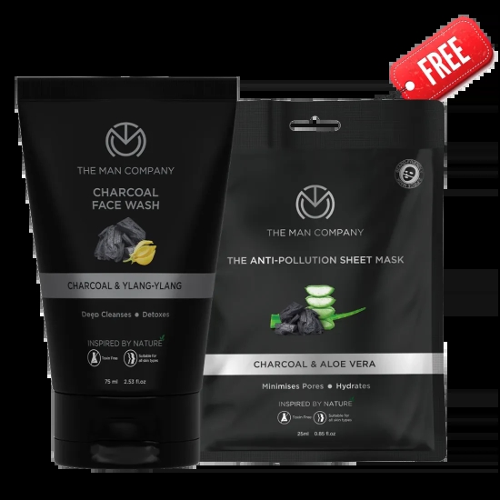 Charcoal Face Wash I Charcoal & Ylang Ylang (75ml) Face wash and Free Sheet Mask