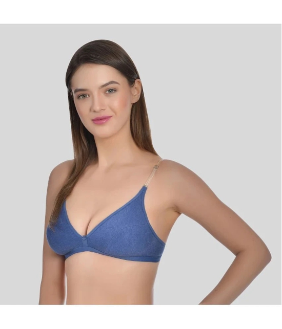 AIMLY - Blue Cotton Blend Non Padded Womens T-Shirt Bra ( Pack of 2 ) - None