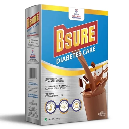 Bsure Diabetes Care- Balanced Vital Nutrients to Manage Blood Sugar, Weight & Strength Chocolate Flavour- 400gm.